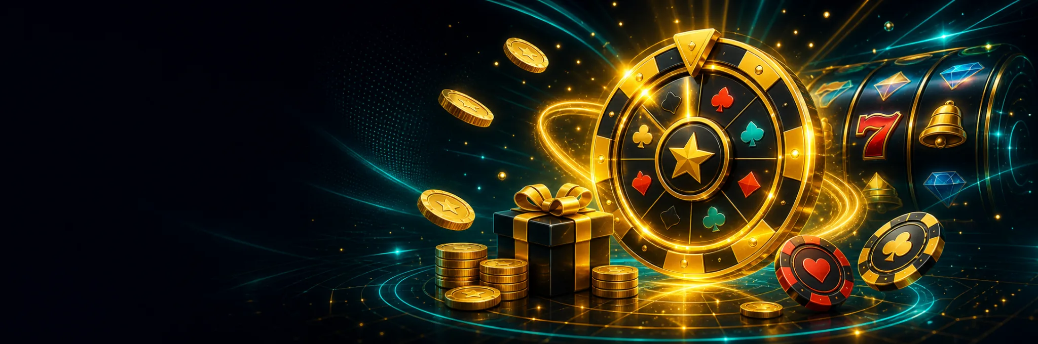 Gratis spins met rad, munten, fiches en slotdetails