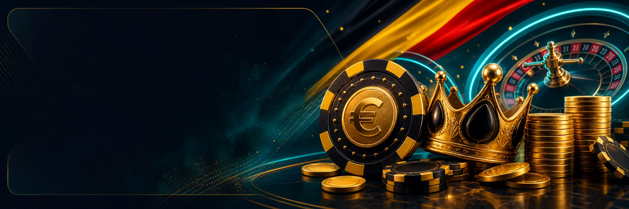Highroller-bonus met kroon, fiches, roulette en euromunten