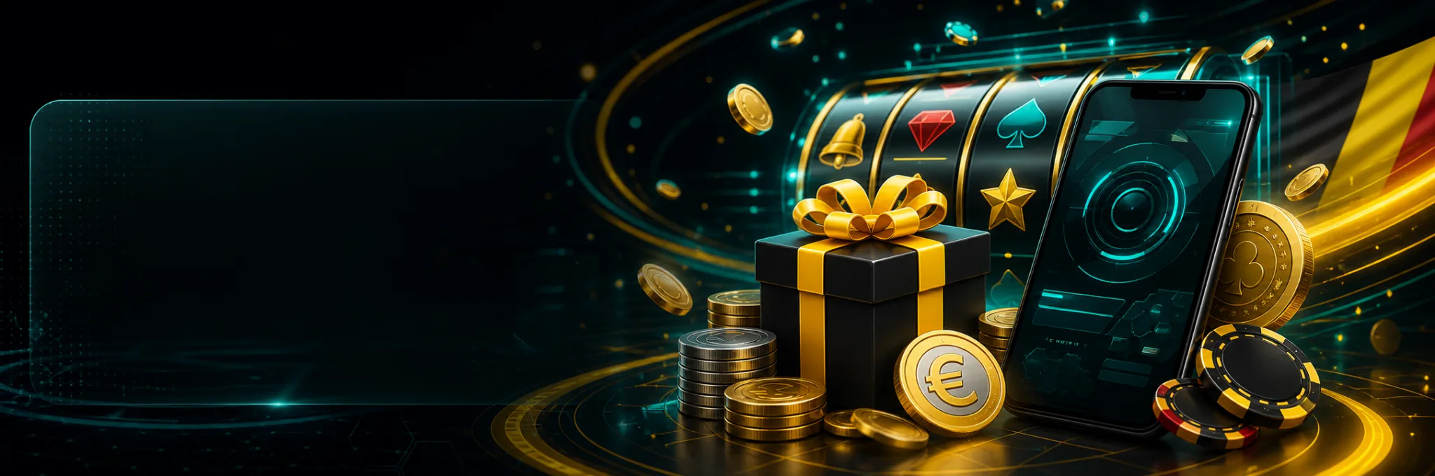 Welkomstbonus met slots, euromunten en mobiele casino-interface